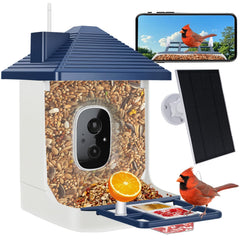 Aprilmin front view showing camera and feeder for clear backyard monitoring