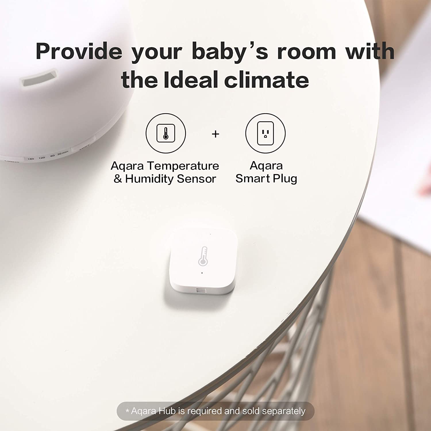 Aqara sensor held in hand illustrating compact scale and easy home placement