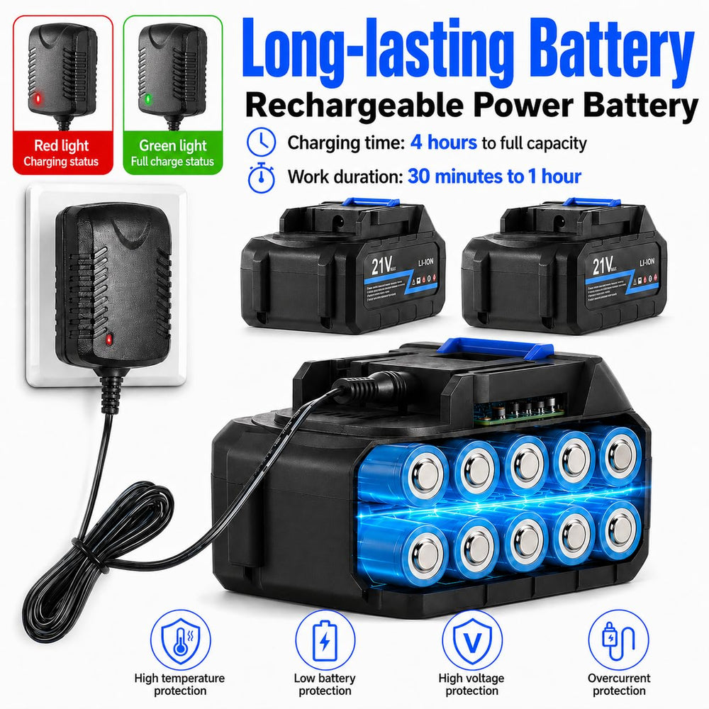 aqlsaoci battery and charger set highlighting extended runtime convenience