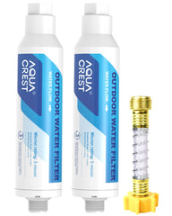 AQUA CREST front view showing compact inline filter and threaded ends for easy install