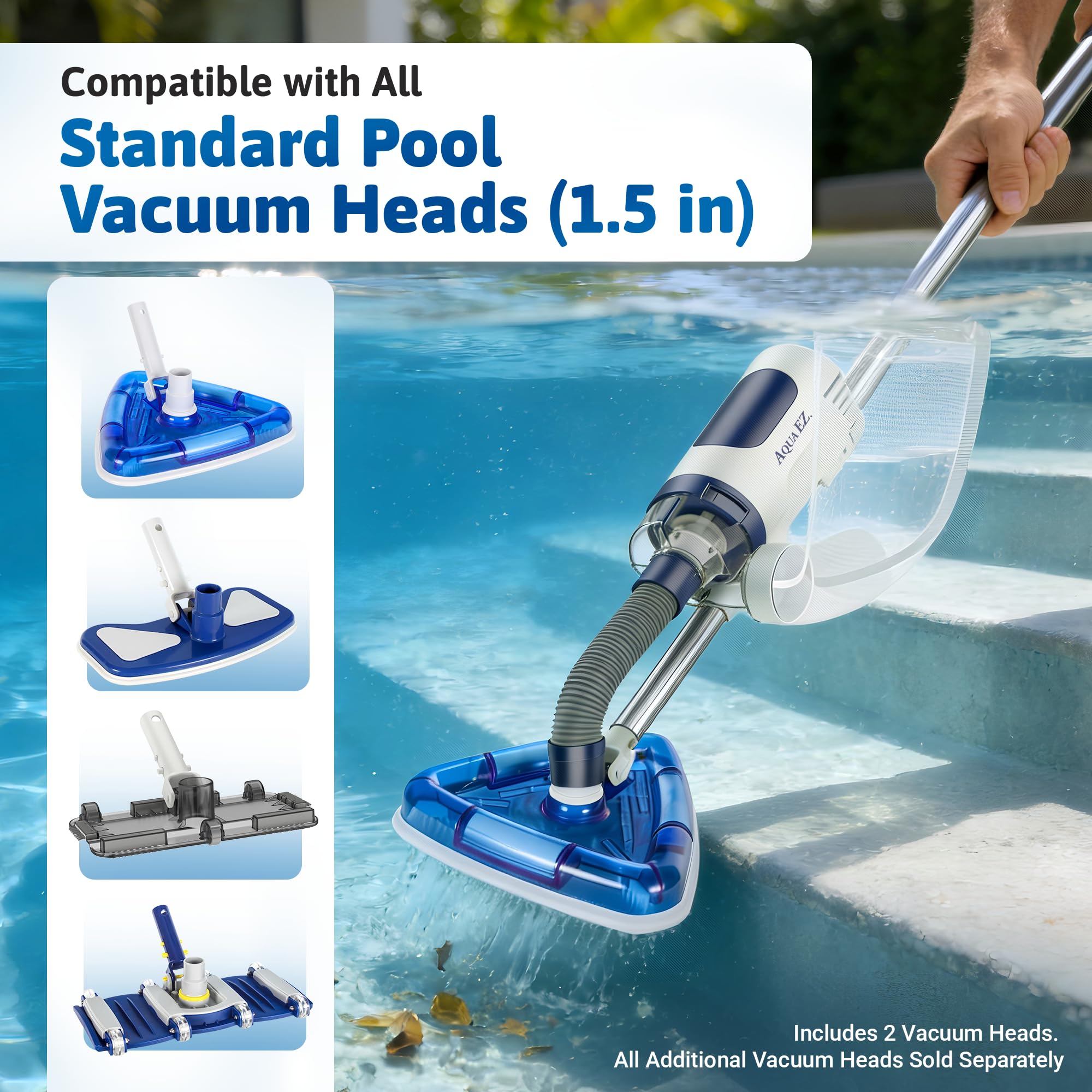 Aqua EZ RPV901 attached to a pool pole in water for easy reach cleaning