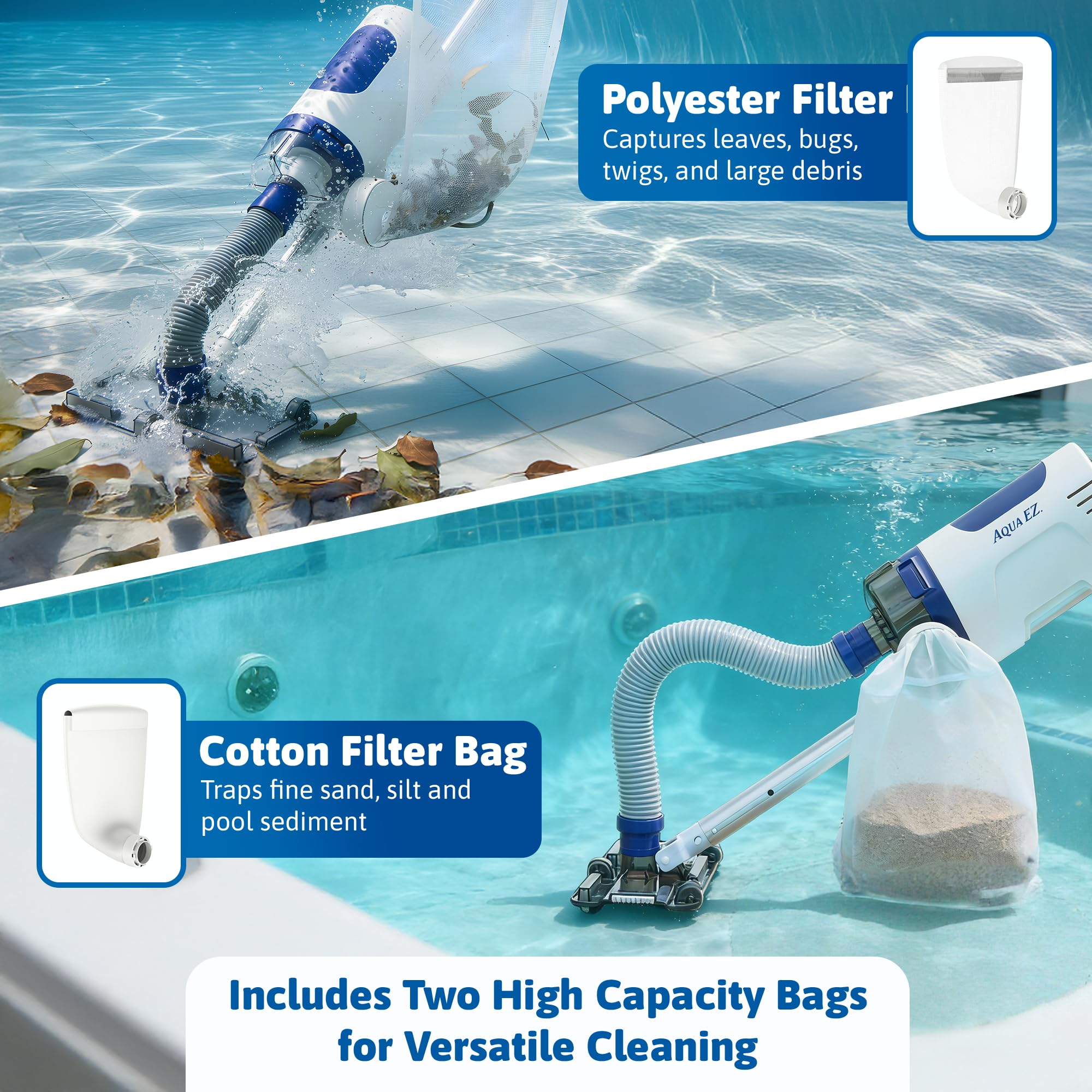 Aqua EZ RPV901 two interchangeable vacuum heads for tailored cleaning