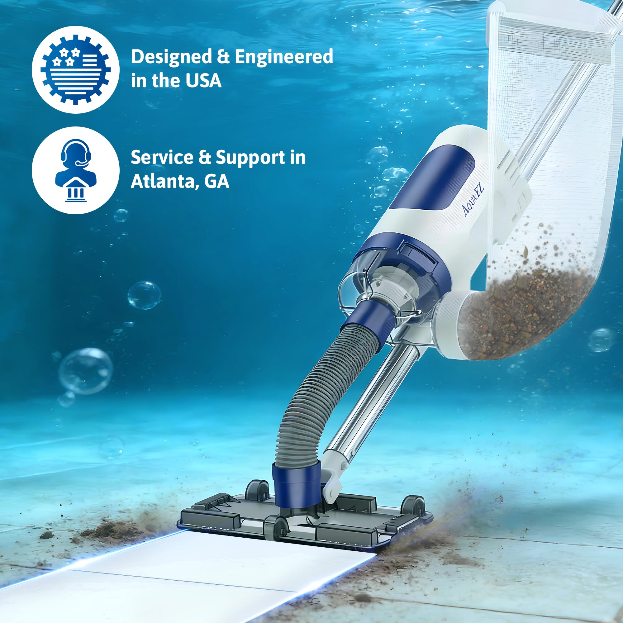 Aqua EZ RPV901 cleaning an in-ground pool floor for spotless swim area
