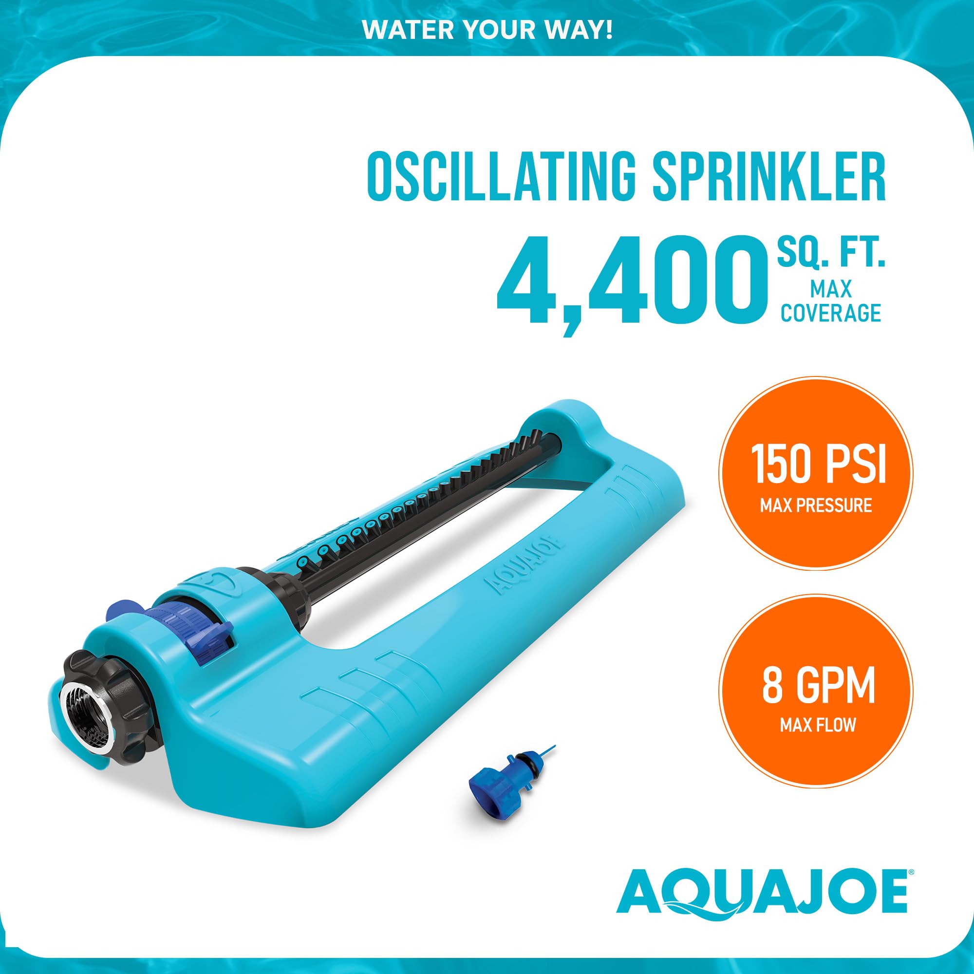 Aqua Joe metal hose fitting connection showing leak-resistant secure hookup benefit
