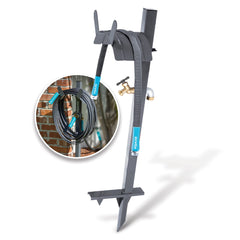 Aqua Joe front view of hose stand showing organized storage benefit