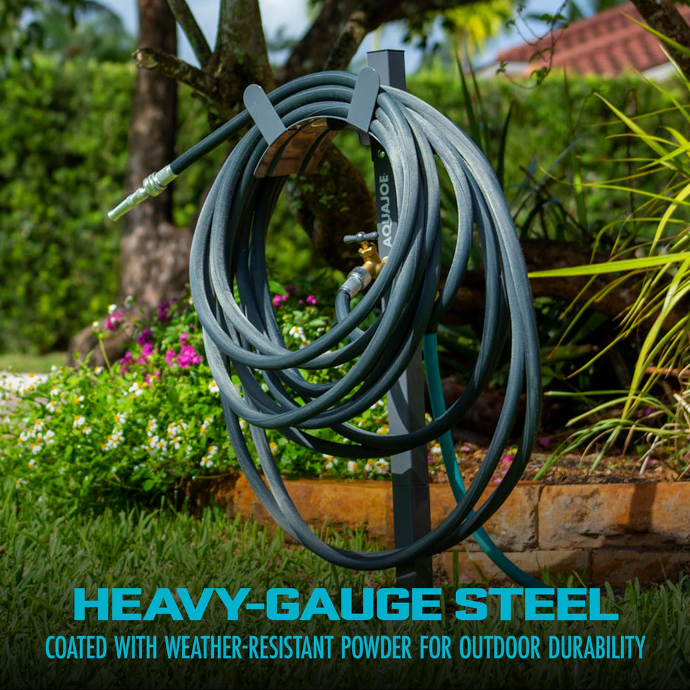 Aqua Joe detail of curved hanger preserving hose shape and life