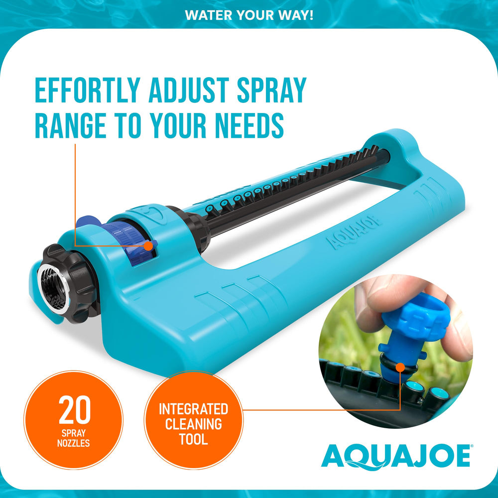 Aqua Joe size comparison with a hand showing portable lightweight placement benefit