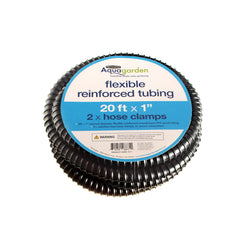 Aquagarden front view of 20ft reinforced tubing showing length and label, ensures easy installation