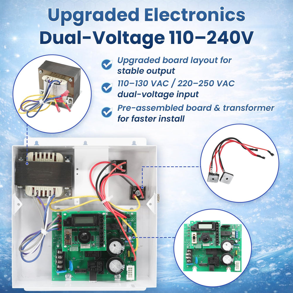 Aqualix PCB electronics detail highlighting upgraded circuitry for stable output