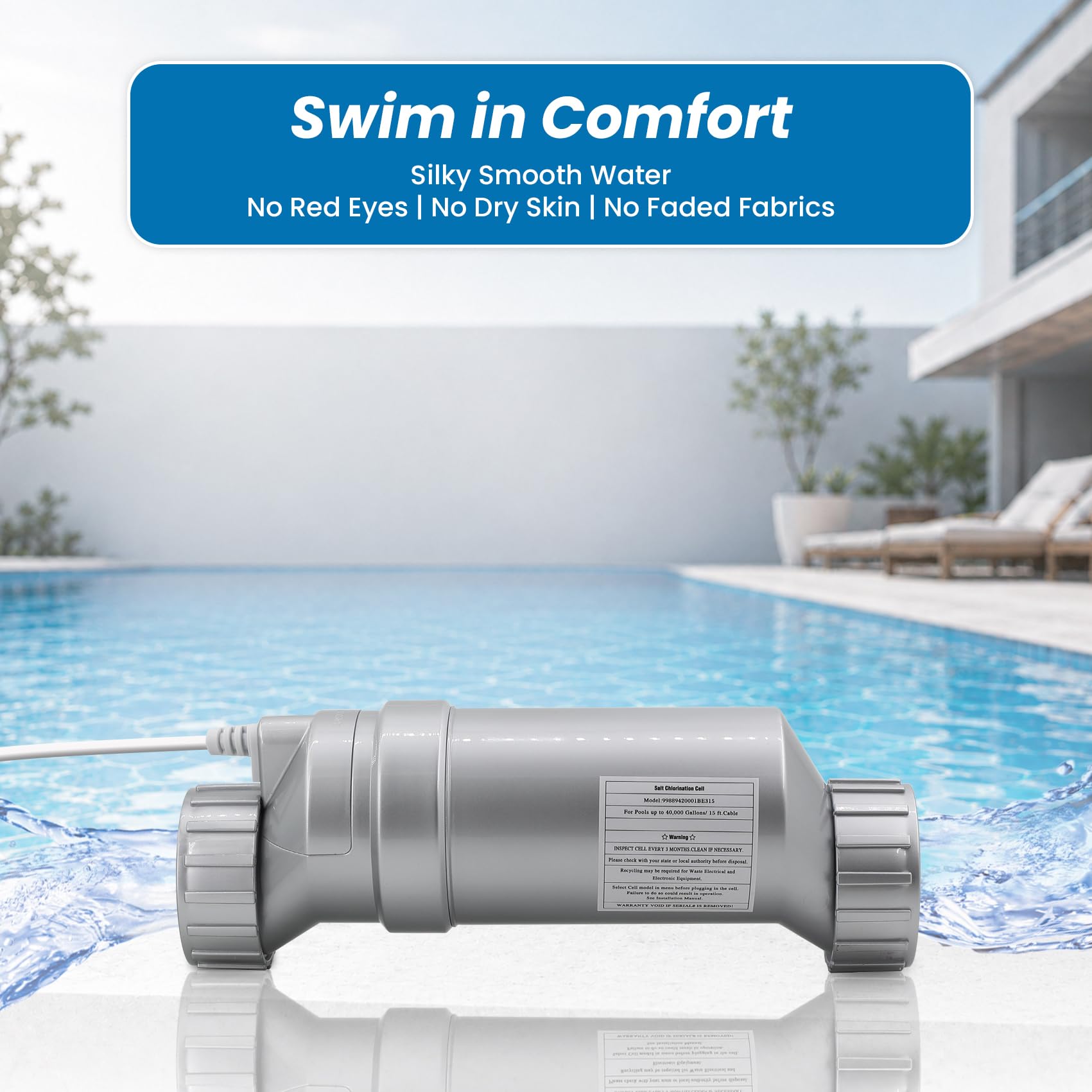Aqualix cell installed in pool system showing restored chlorine production benefit