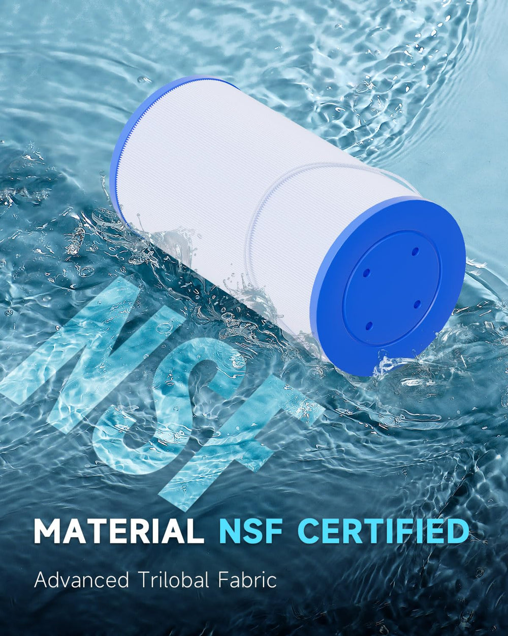 AQUALTRA close-up of pleated media highlighting superior debris capture