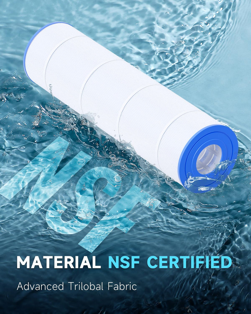 AQUALTRA close-up of pleated filter fabric highlighting superior dirt capture