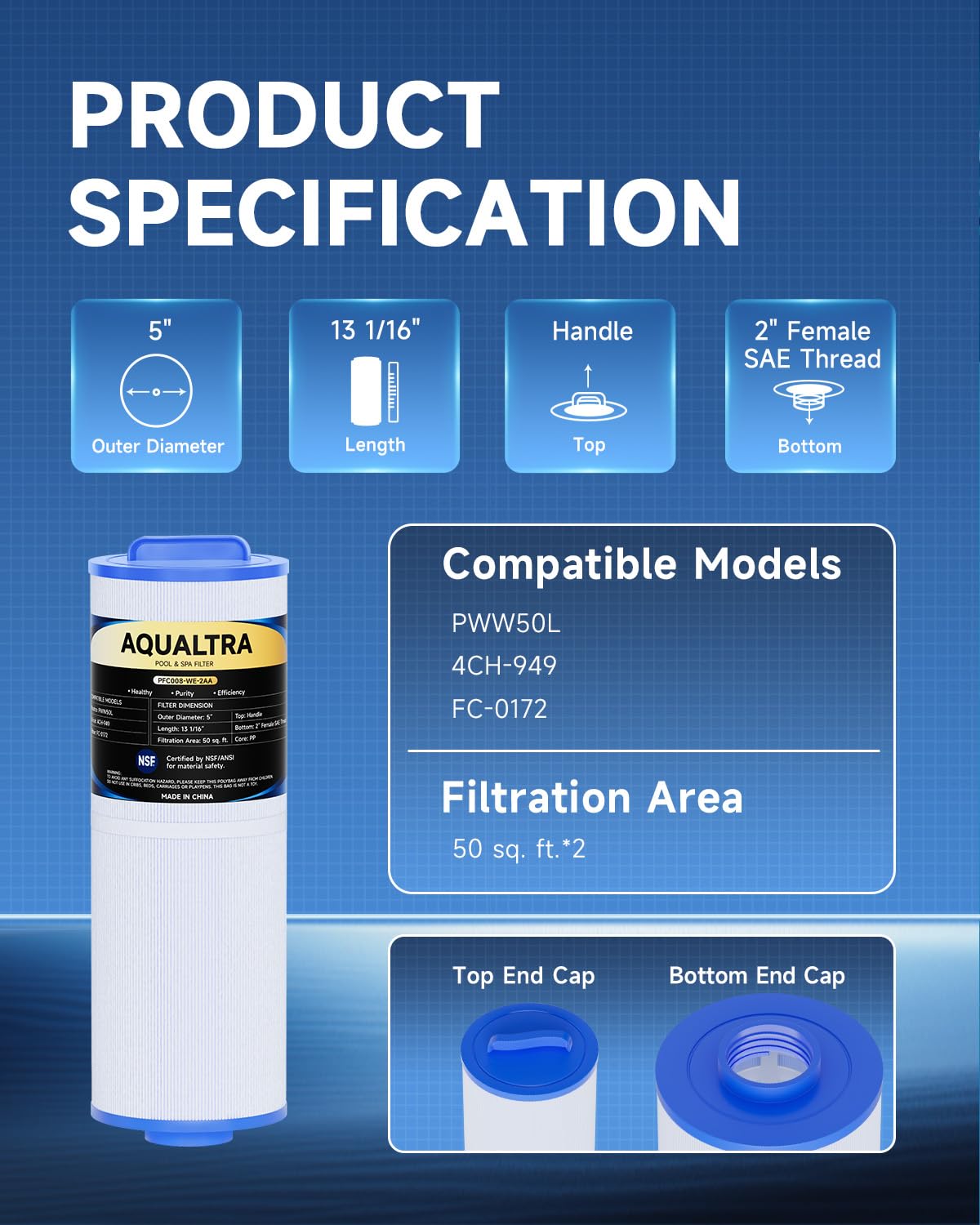 AQUALTRA handled top close-up for easy removal and installation