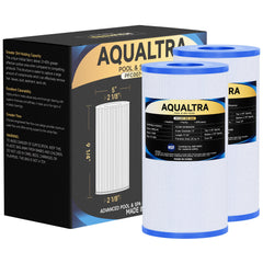 AQUALTRA two-pack front view showing replacement filters and packaging, quick fit benefit