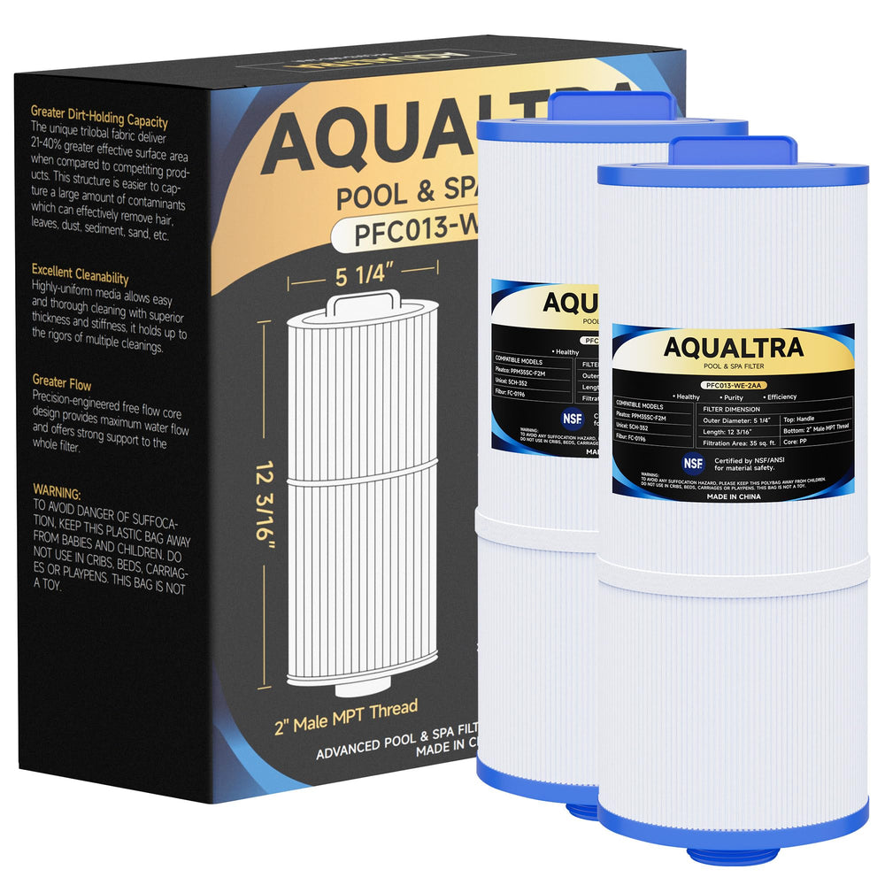 AQUALTRA front view of two-pack filter showing size and packaging benefits