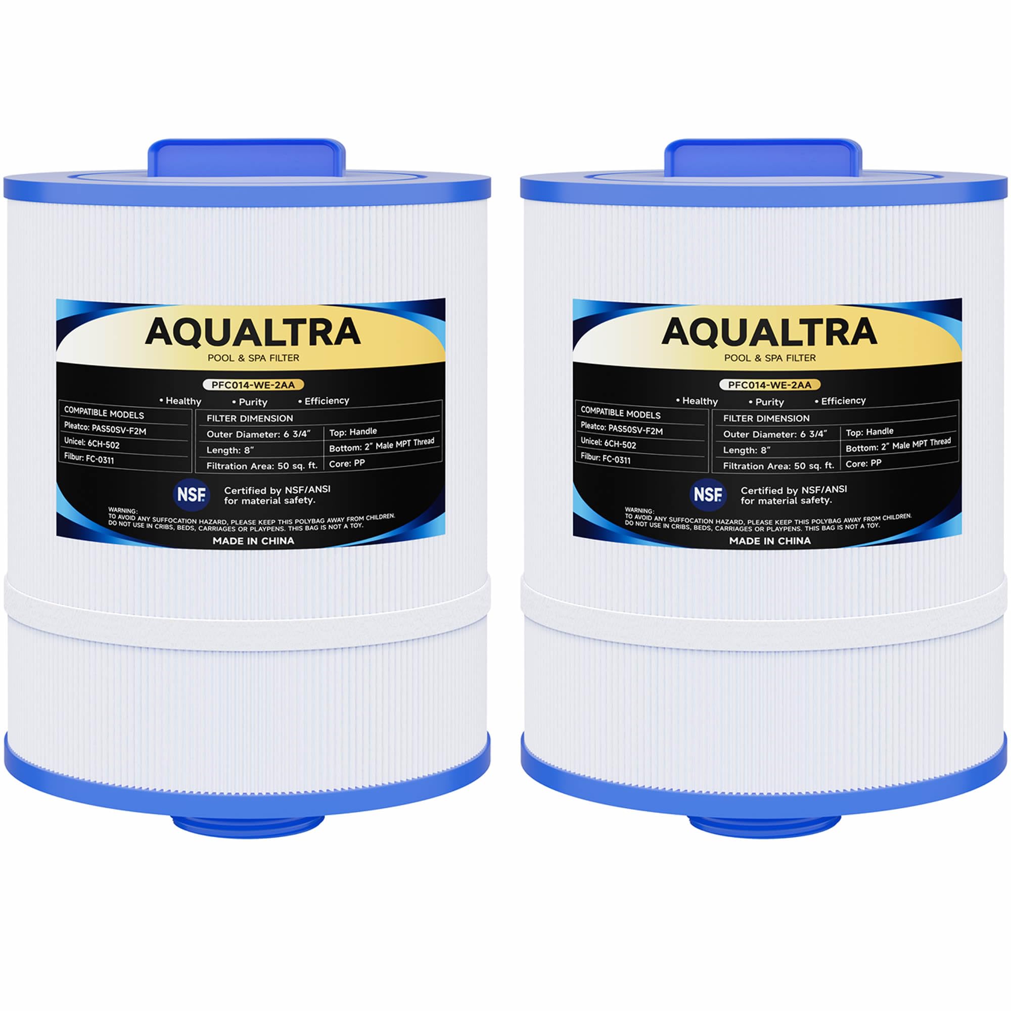 AQUALTRA front view of two-pack filters showing replacement readiness and value