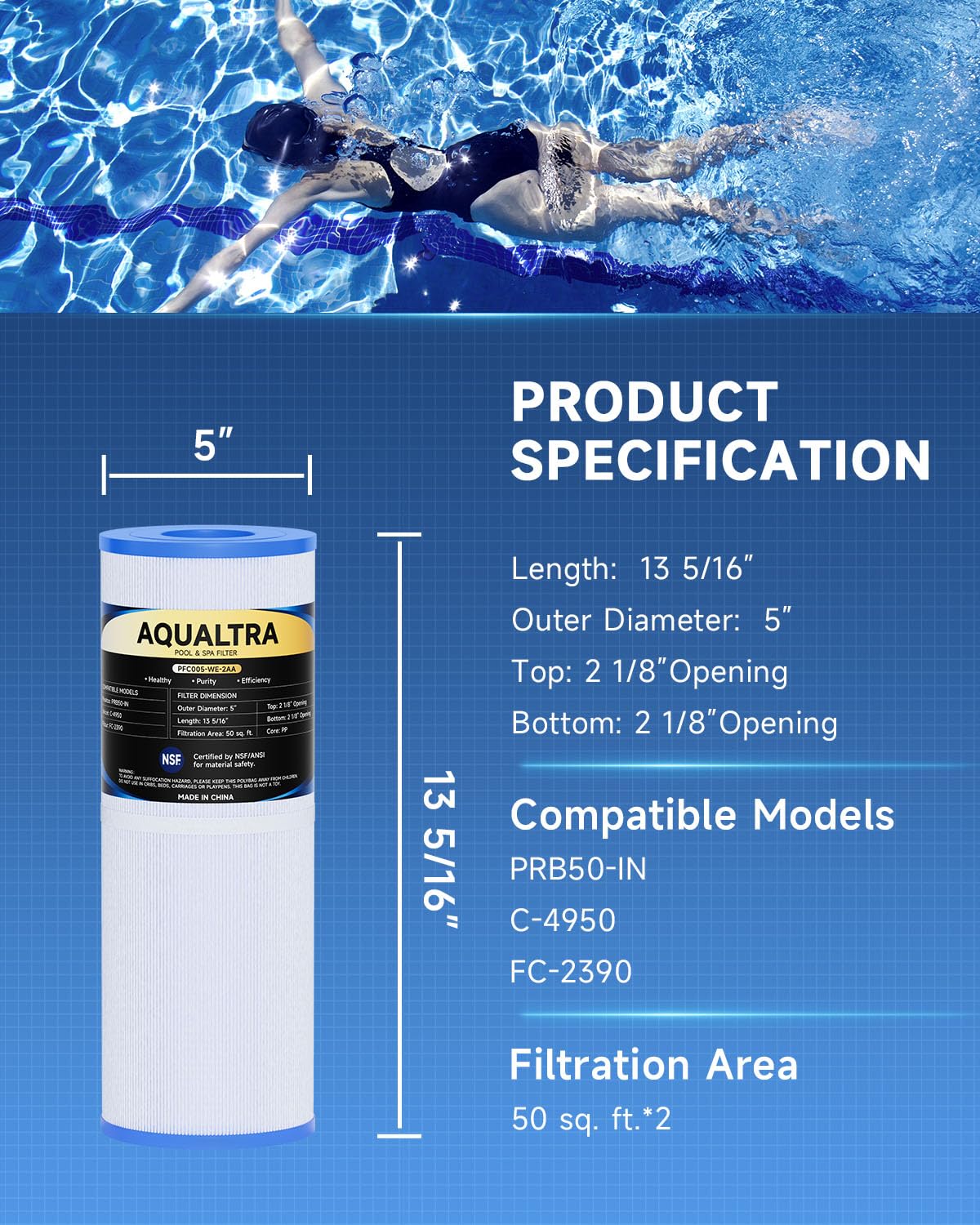 AQUALTRA pleat detail showing fabric texture for improved debris capture benefit