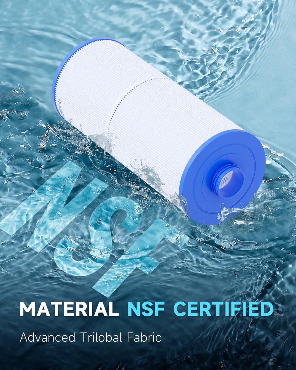AQUALTRA pleated PET media close-up showing dirt-locking filtration benefit