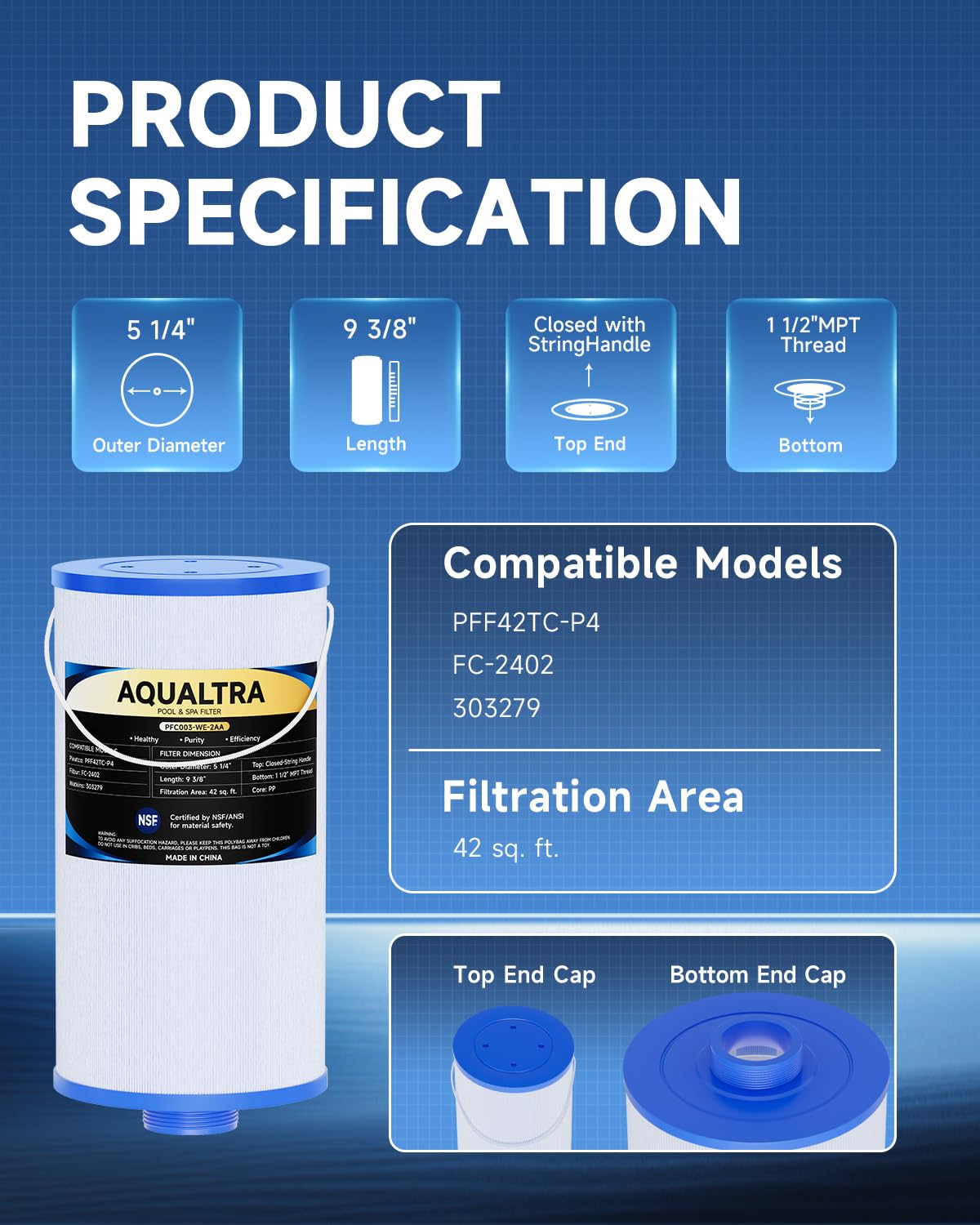 AQUALTRA threaded 1½ inch base detail ensuring secure connection