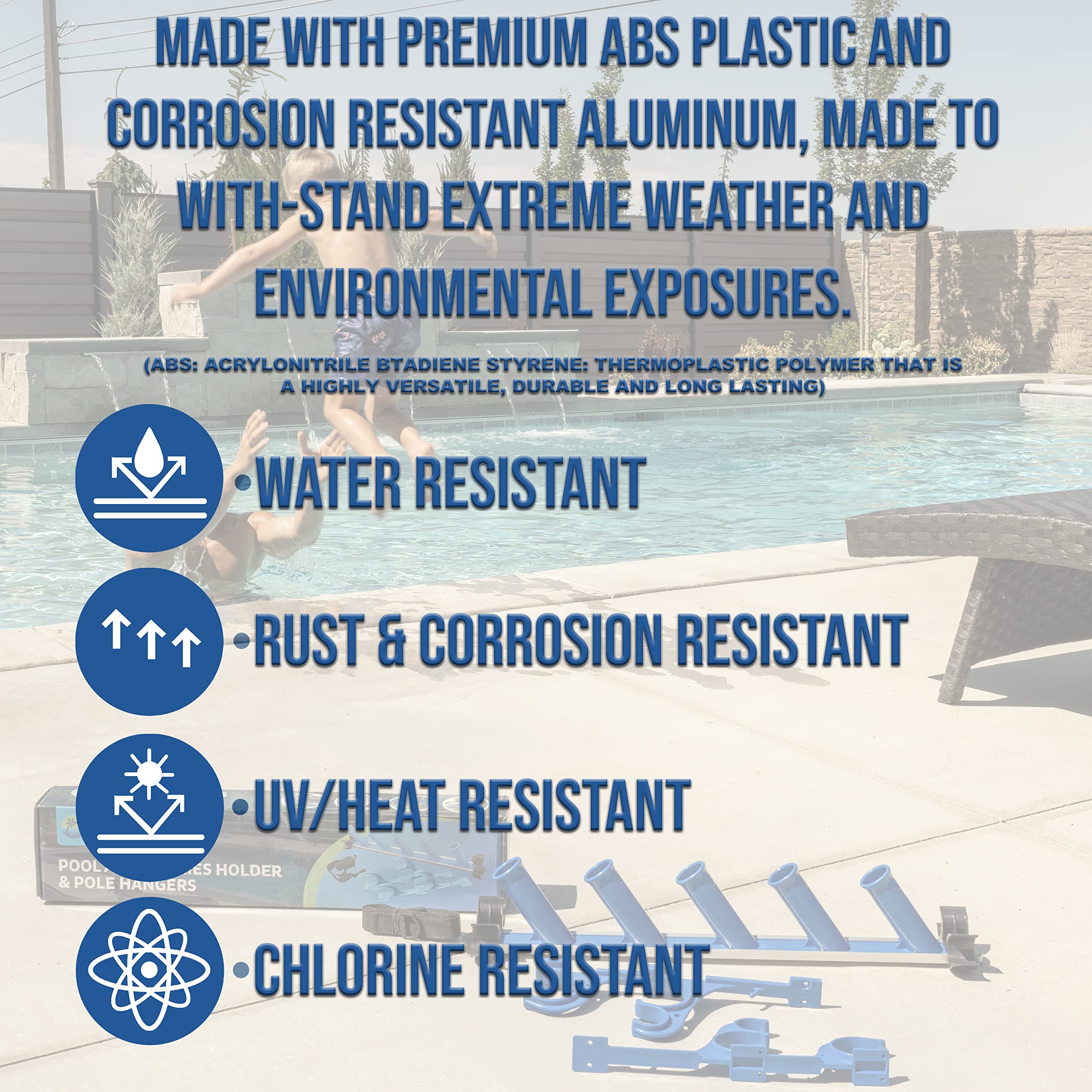 AquaMate Oasis mounted on a wooden fence offering convenient poolside organization