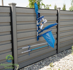 AquaMate Oasis detailed shot of pole hangers supporting long telescoping poles securely