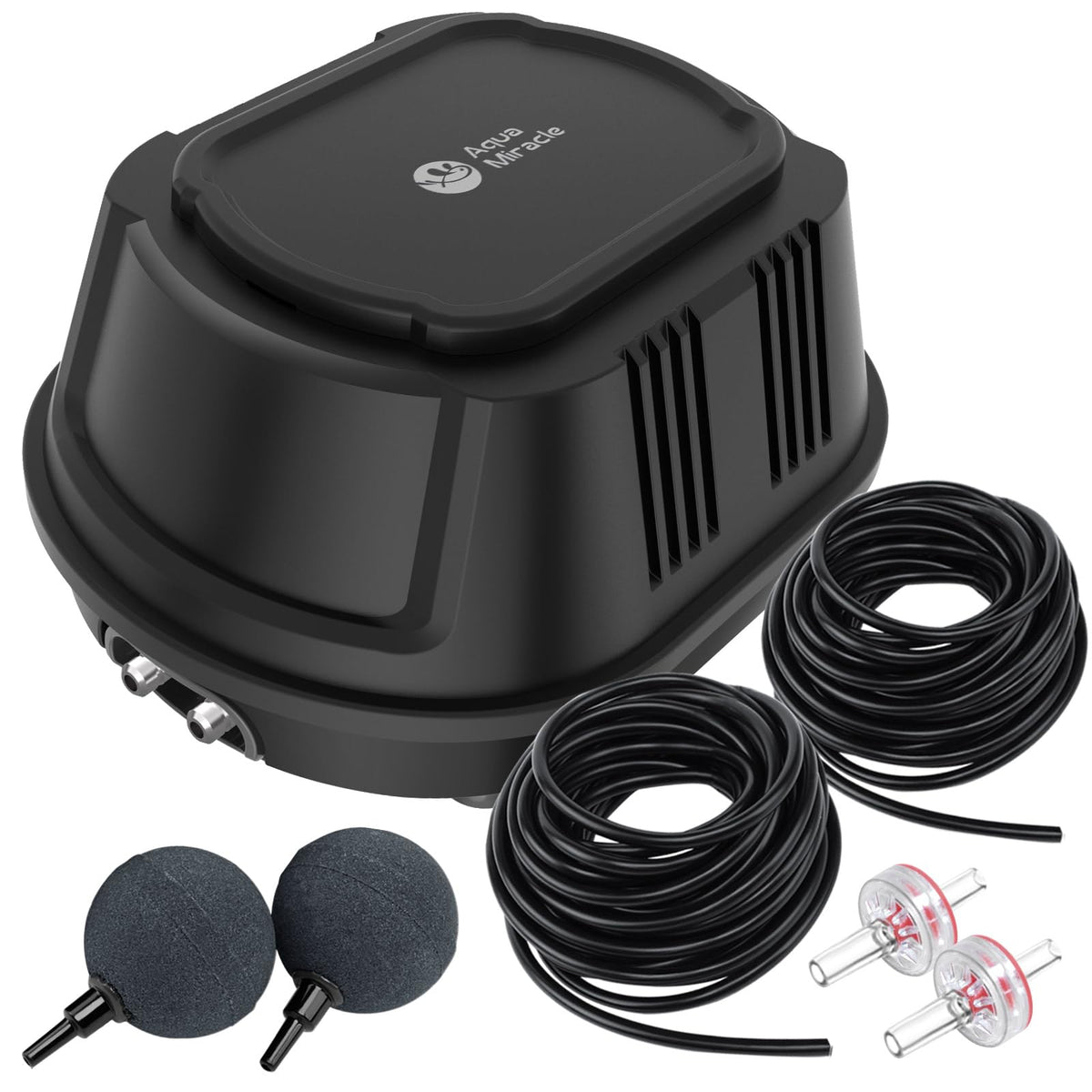 AquaMiracle aerator front view showing compact design and quiet benefits