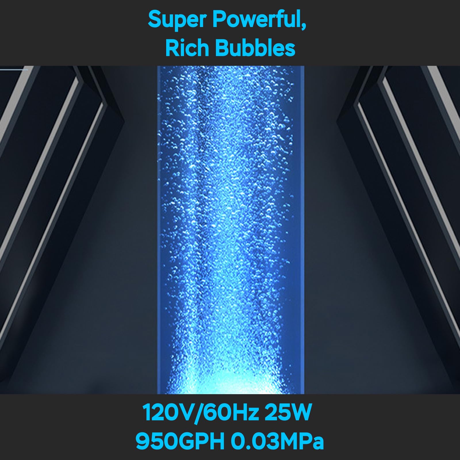 AquaMiracle connected to chrome-coated 6-outlet diffuser offering adjustable airflow