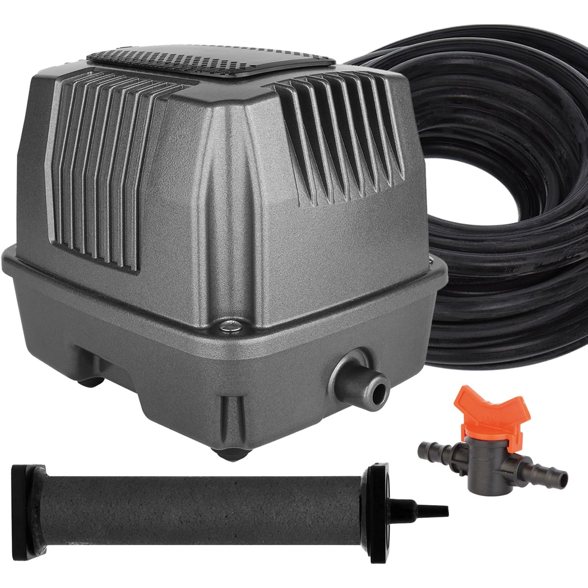 AquaMiracle pump and kit front view showing compact design and complete components