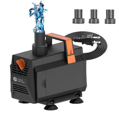 AquaMiracle pump front view showing compact design and easy flow control benefit