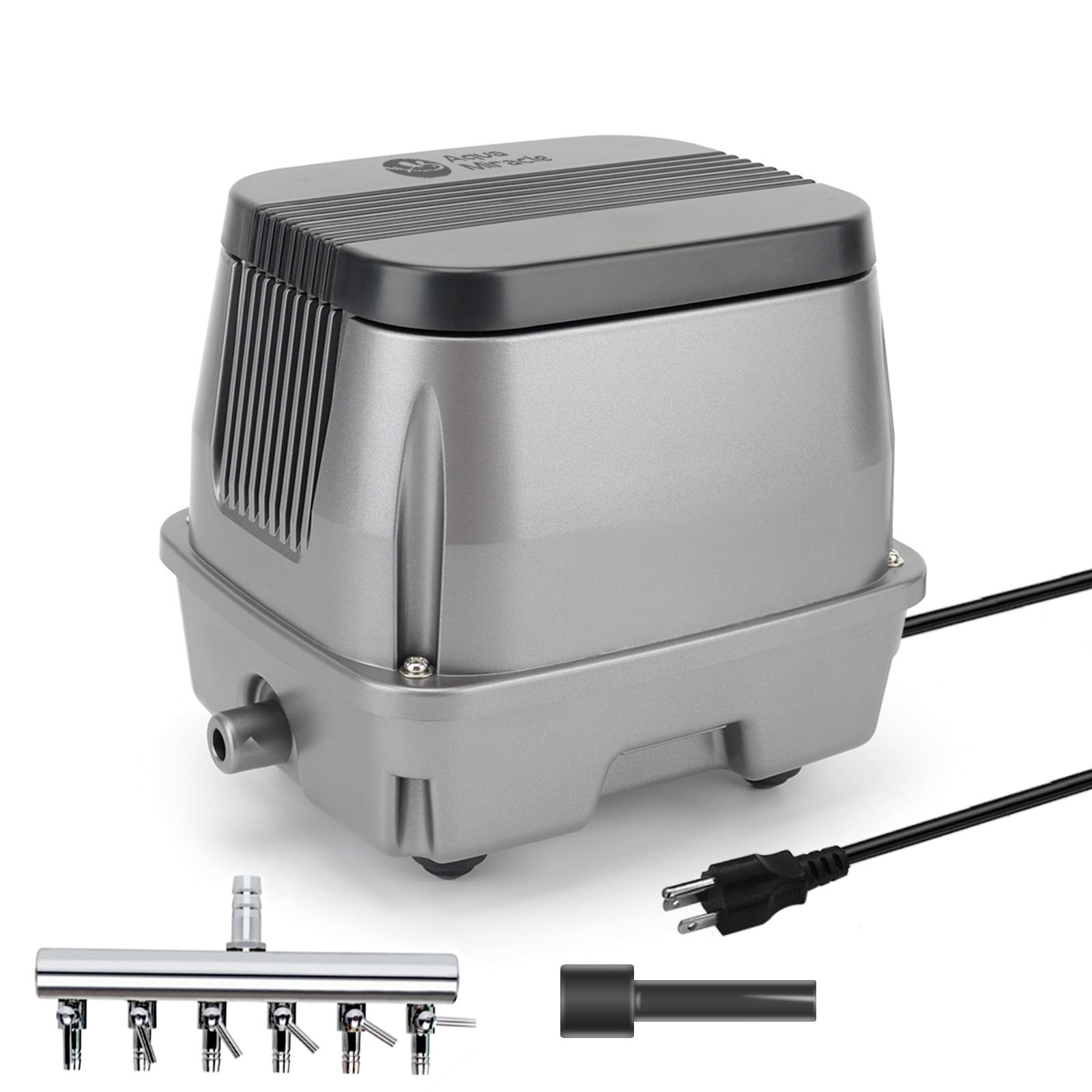 AquaMiracle front view showing compact aerator and durable housing benefit quiet operation