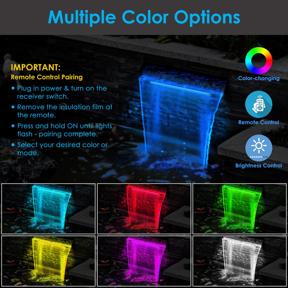 AquaMiracle LED light and remote displayed for easy color control