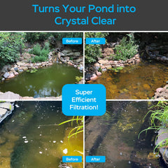 AquaMiracle remote-controlled LED lit at night showcasing colorful pond ambiance