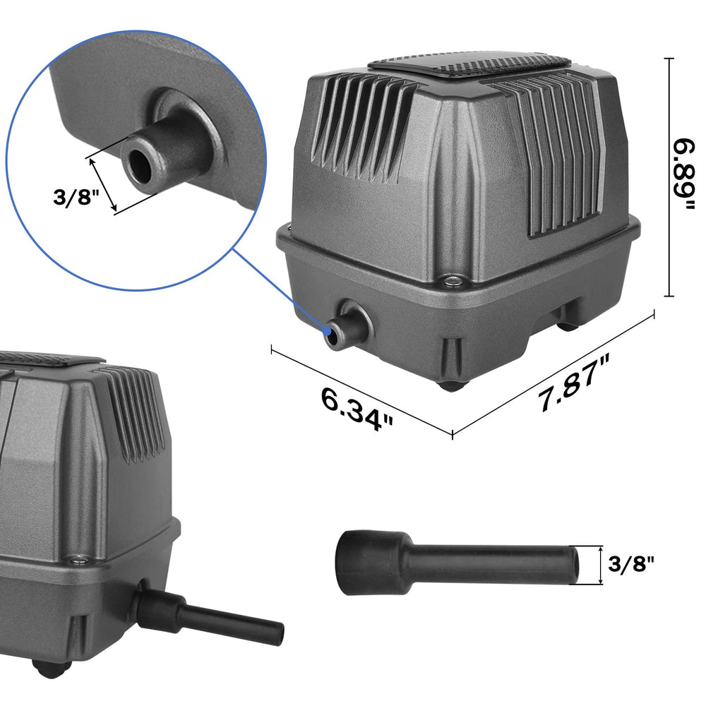 AquaMiracle aerator in a backyard pond scene illustrating quiet, unobtrusive operation