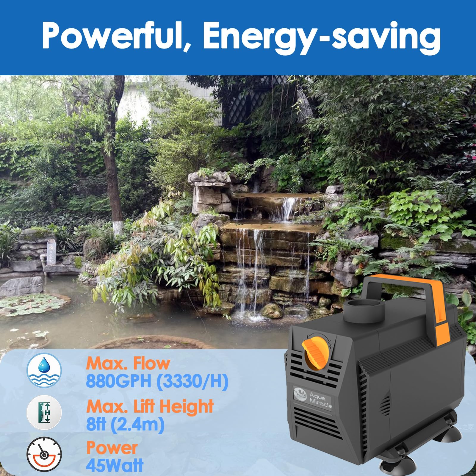 AquaMiracle closeup of top-mounted flow control for precise output adjustment