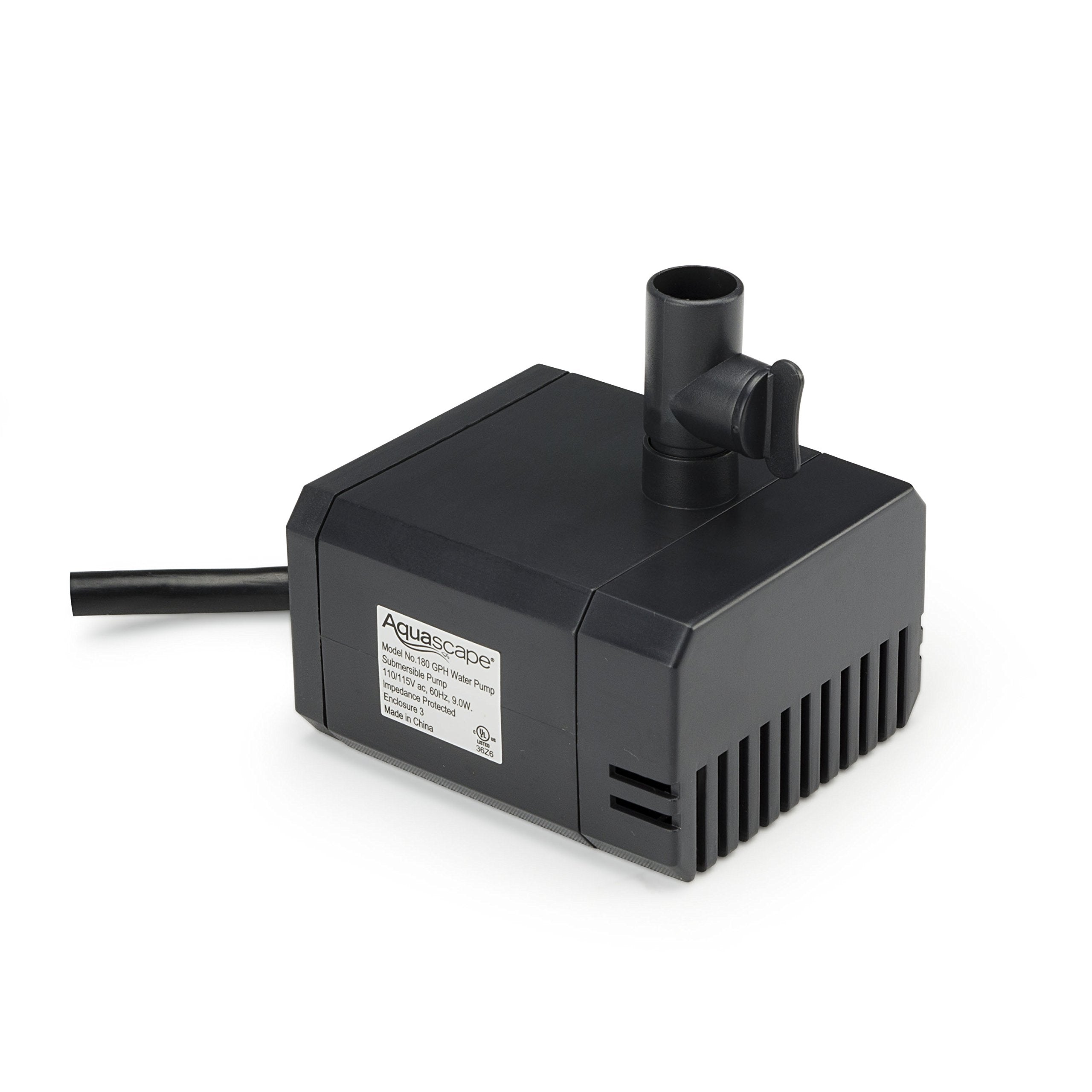 Aquascape pump front view showing compact design and easy placement benefit