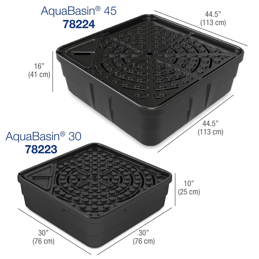 Aquascape AquaBasin flat deck detail highlighting positioning ease for fountain tops