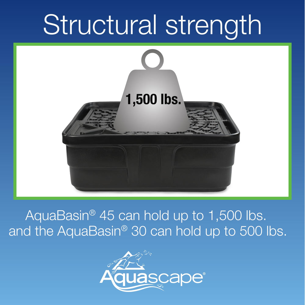 Aquascape AquaBasin installed with stone fountain displaying professional finished look