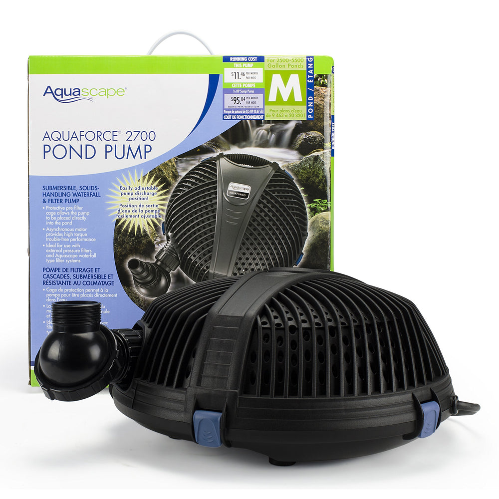 Aquascape AquaForce 2700 next to ruler showing compact dimensions and scale