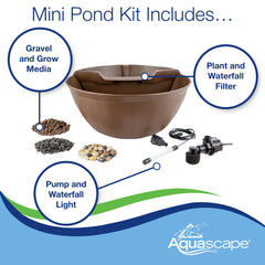 Aquascape AquaGarden close-up of waterfall filter and LED light for easy circulation