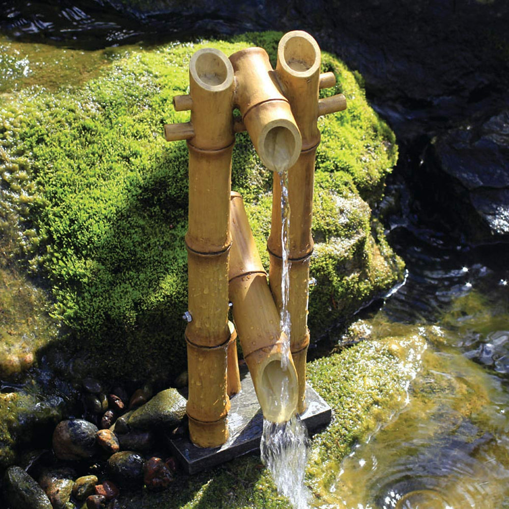 Aquascape front view of Deer Scarer fountain showing design and placement benefit