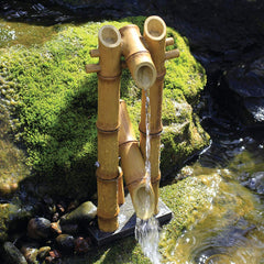 Aquascape front view of Deer Scarer fountain showing design and placement benefit