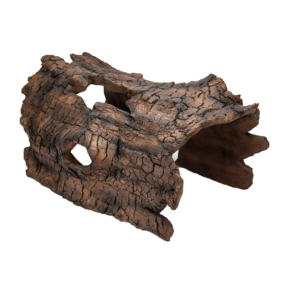 Aquascape faux log front view showing natural look and pond blending benefit
