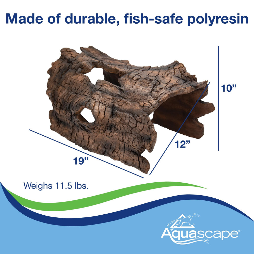 Aquascape faux log texture close-up highlighting durable bark-like finish