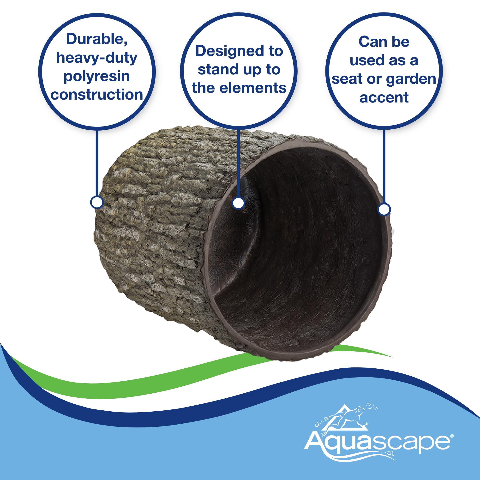 Aquascape open-base view showing easy access and concealed equipment storage benefit