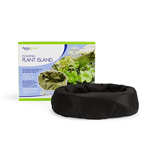 Aquascape floating island size comparison beside hand showing easy handling
