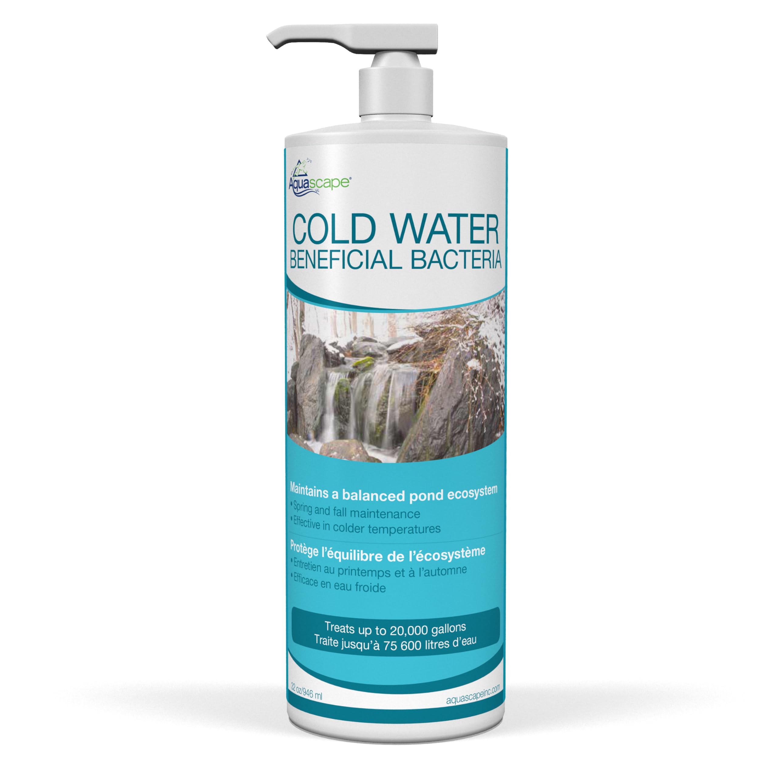 Aquascape front label on 32 oz bottle showing product name and benefits