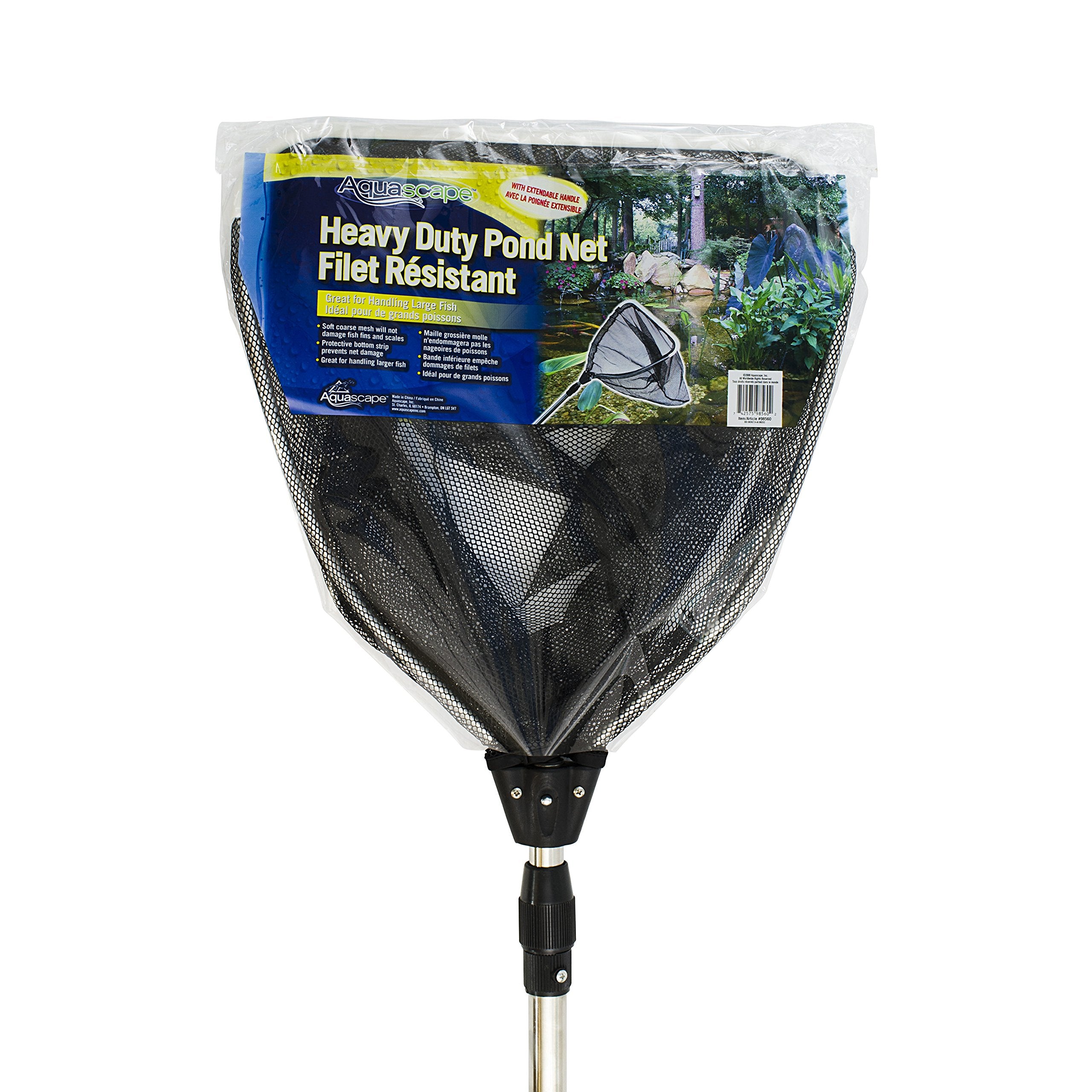 Aquascape front view of pond net showing full frame and handle, easy debris removal