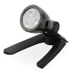 Aquascape spotlight front view showing warm white beam and durable finish