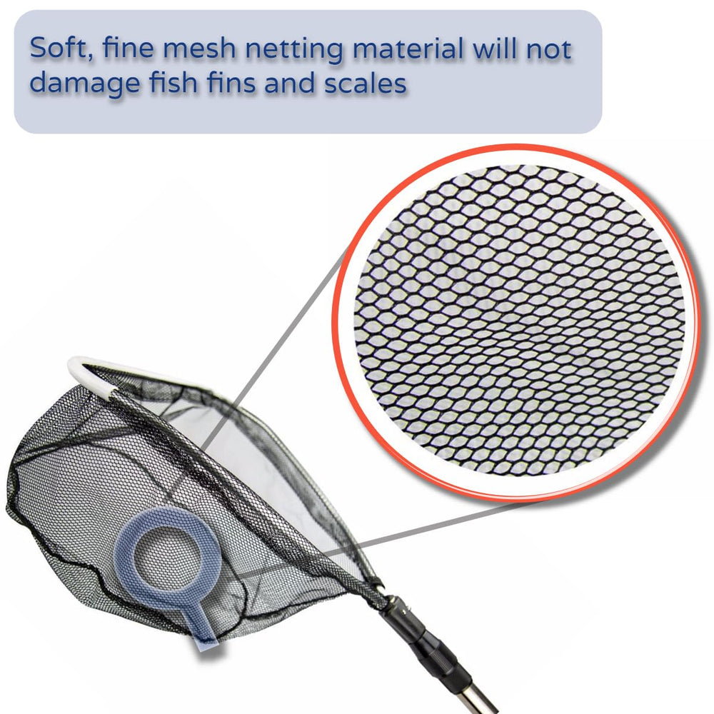 Aquascape net in use cradling koi gently, safe and secure fish handling