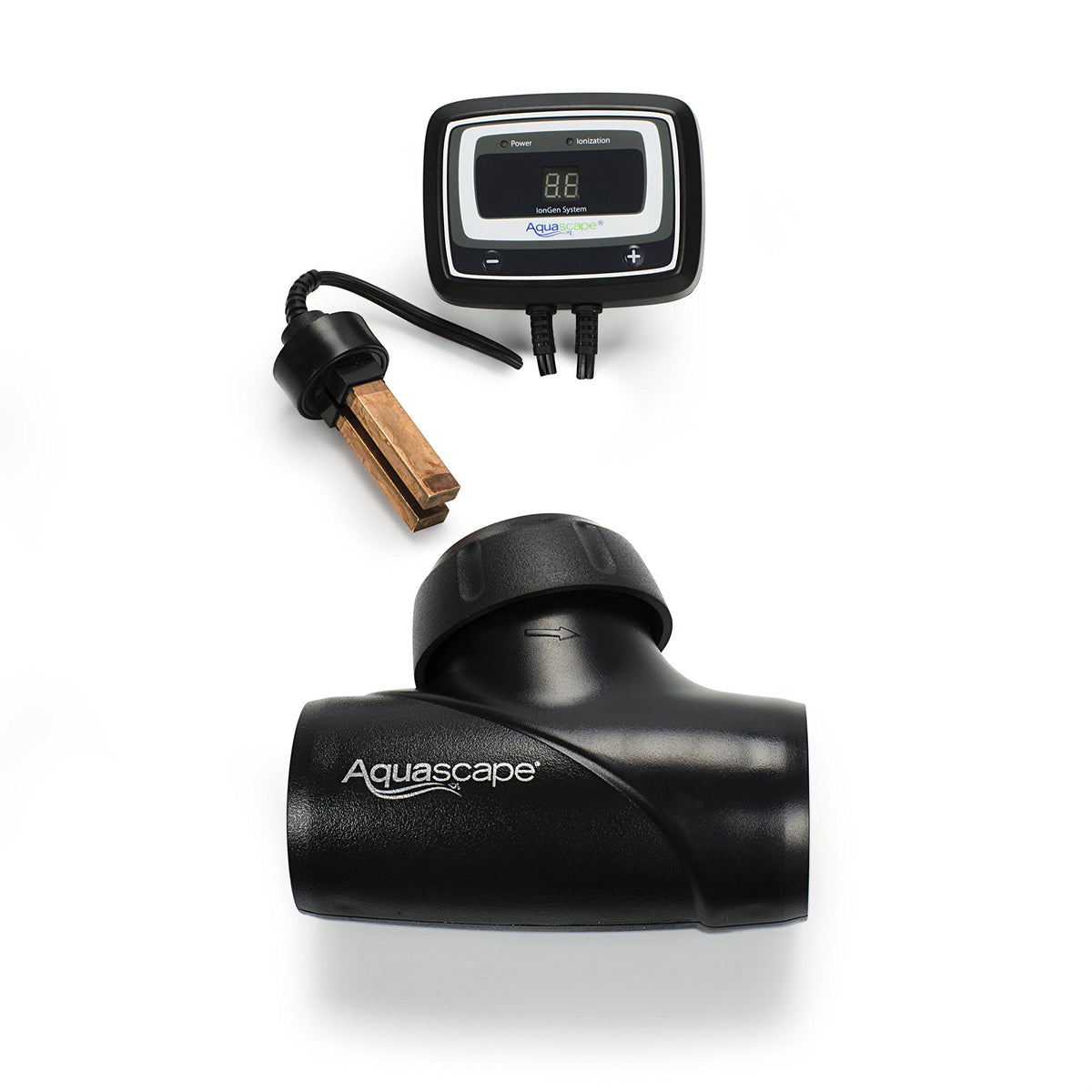Aquascape IonGen front panel showing controls and weatherproof design benefit ease
